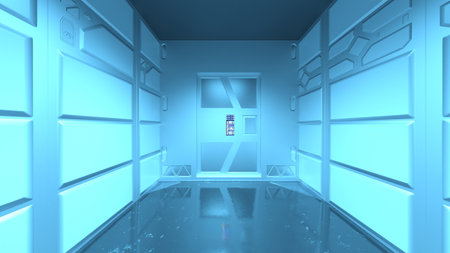 3D rendering of the space station landscapeの写真素材