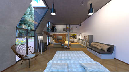 3D rendering of the living room