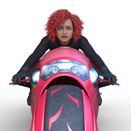 3D rendering of a super woman rider