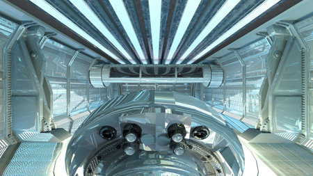 3D rendering of the inspection room in the spacecraft