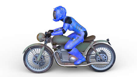 3D rendering of a super woman riderの写真素材