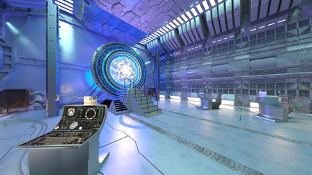 3D rendering of the inspection room in the spacecraft