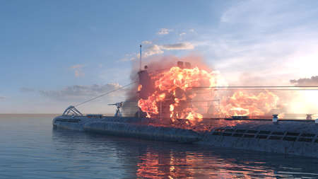 3D rendering of the submarineの写真素材