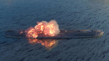3D rendering of the submarineの写真素材