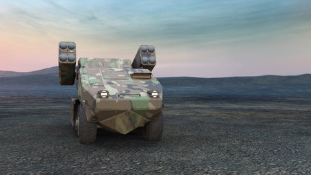 3D rendering of an armoured vehicleの写真素材