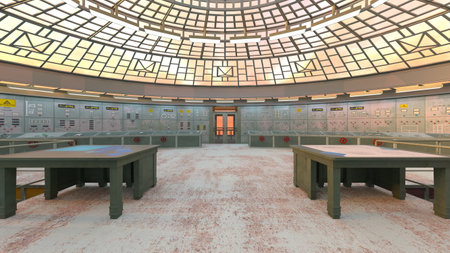 3D rendering of the space station landscapeの写真素材