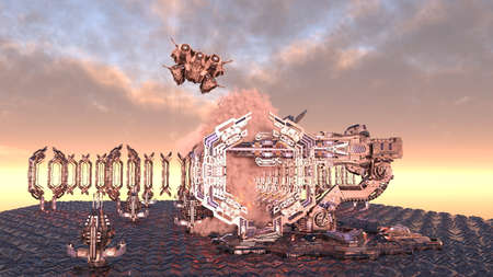 3D rendering of the future city scenery