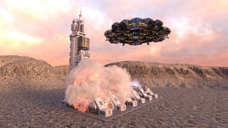 3D rendering of the planetary exploration base