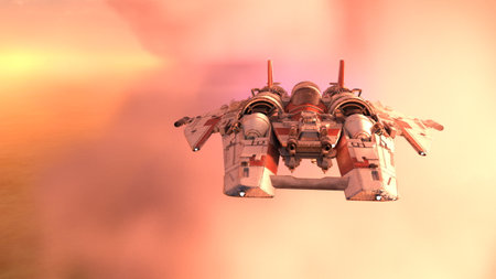 3D rendering of a space shipの写真素材