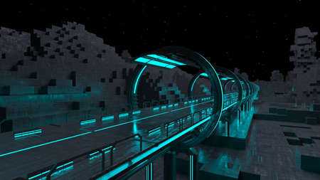 3D rendering of the spaceã€€station passage