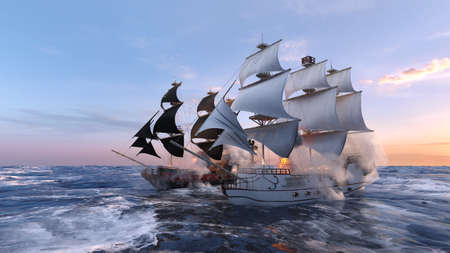 3D rendering of the sailing boats