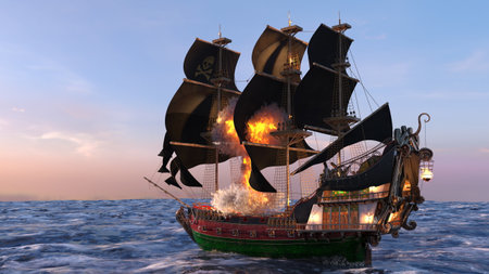 3D rendering of a pirate ship