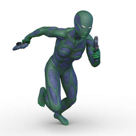 3D rendering of a female cyber warrior