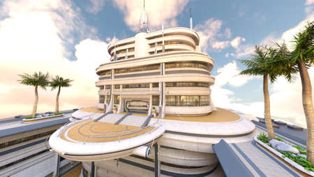 3D rendering of the hotel courtyard