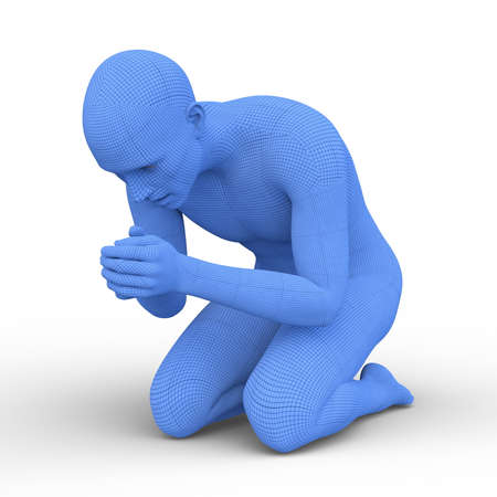 3D rendering of a man image in blueの写真素材