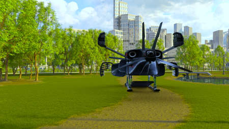 3D rendering of a space ship