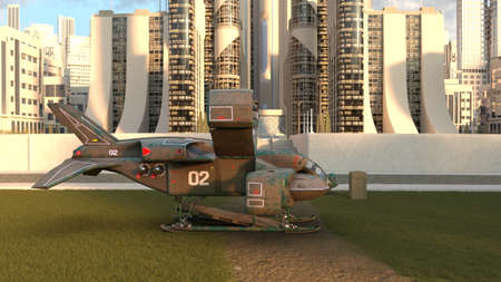3D rendering of a space ship