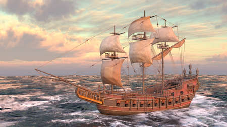 3D rendering of a sailing boat