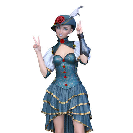 3D rendering of a woman in the Breton hatの写真素材