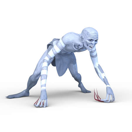 3D rendering of a male zombie with long clawsの写真素材