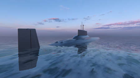 3D rendering of the submarineの写真素材