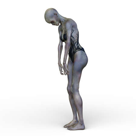 3D rendering of a female zombie