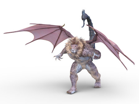 3D rendering of a monster lionの写真素材