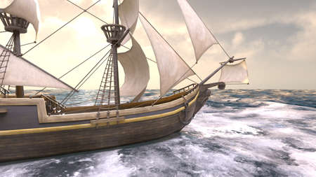 3D rendering of a sailing boat