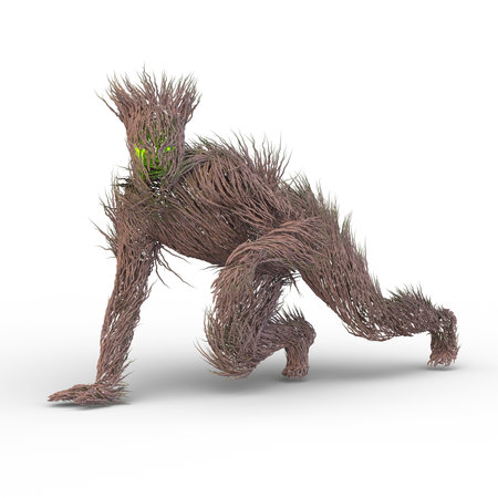 3D rendering of a grass monsterの写真素材