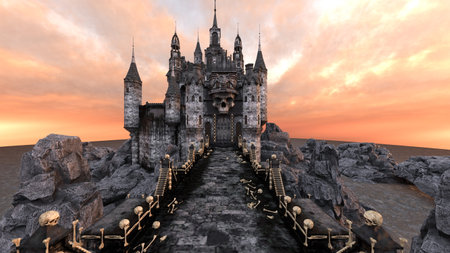 3D rendering of the skeleton castleの写真素材