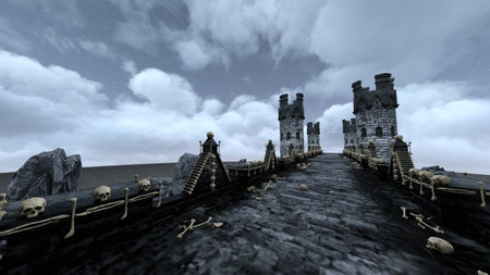 3D rendering of the skeleton castleの写真素材