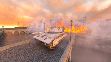 3D rendering of the battlefieldの写真素材