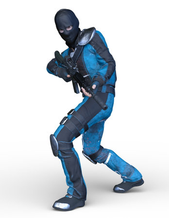 3D rendering of a masked soldierの写真素材