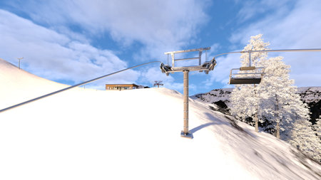3D rendering of the ski areaの写真素材