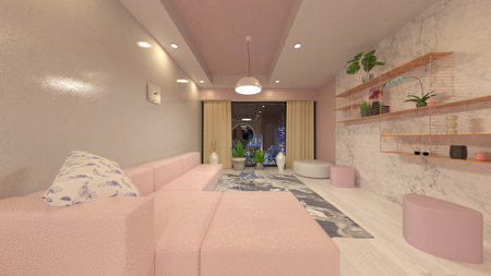 3D rendering of the living roomの写真素材