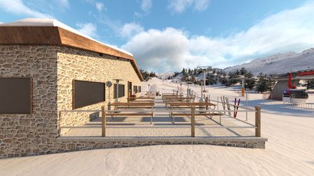 3D rendering of the ski areaの写真素材