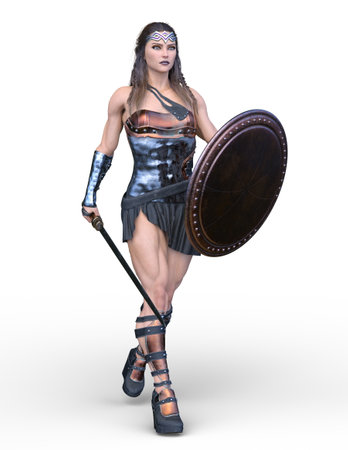 3D rendering of a female gladiatorの写真素材