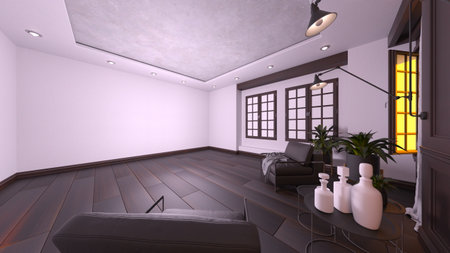 3D rendering of the living roomの写真素材