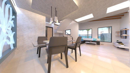 3D rendering of the living room