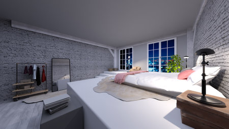 3D rendering of the bedroomの写真素材