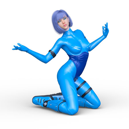 3D rendering of a cyber womanの写真素材