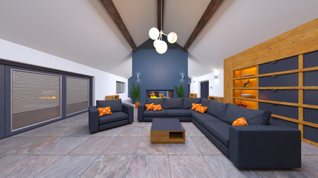 3D rendering of the living room