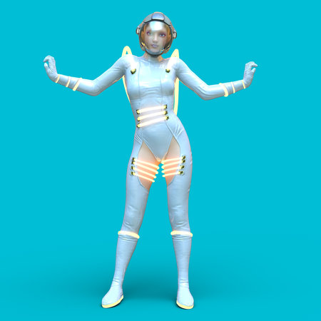 3D rendering of a cyber woman