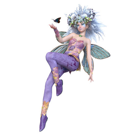 3D rendering of a fairy with corollaの写真素材