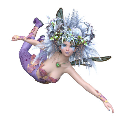 3D rendering of a fairy with corollaの写真素材