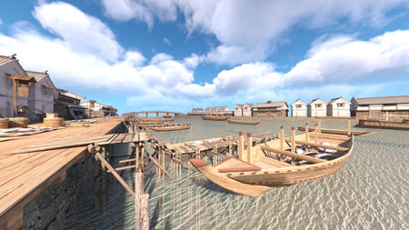 3D rendering of the harborの写真素材