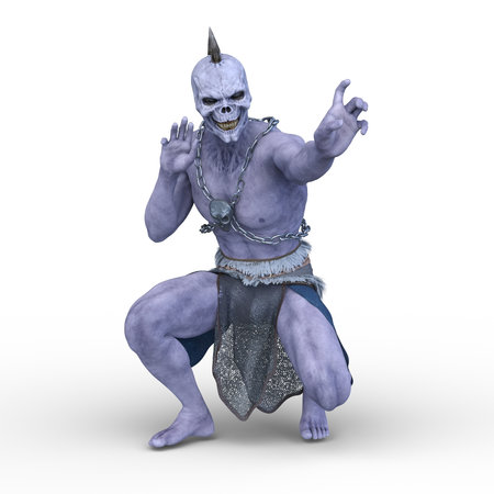 3D rendering of a skeleton-faced monsterの写真素材