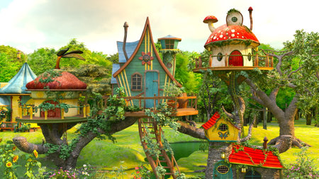 3D rendering of the tree houseの写真素材