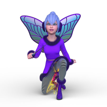 3D rendering of a butterfly fairyの写真素材