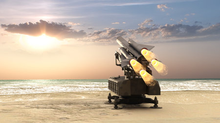3D rendering of the missile launcherの写真素材